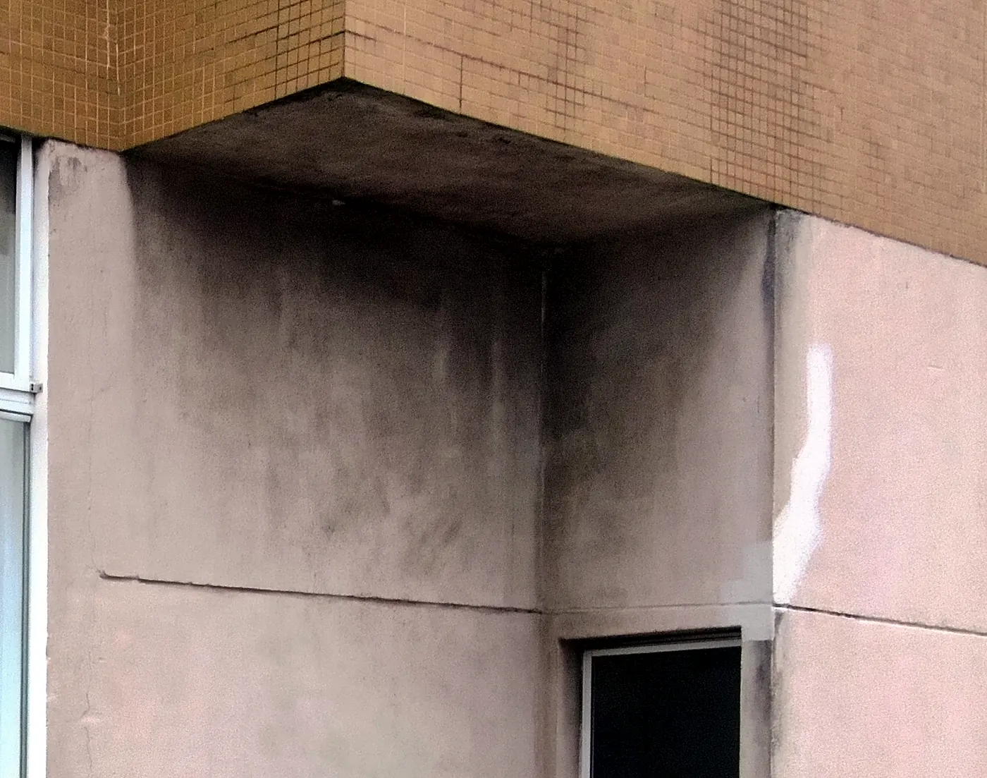 Sujidade e lixiviação em fachada